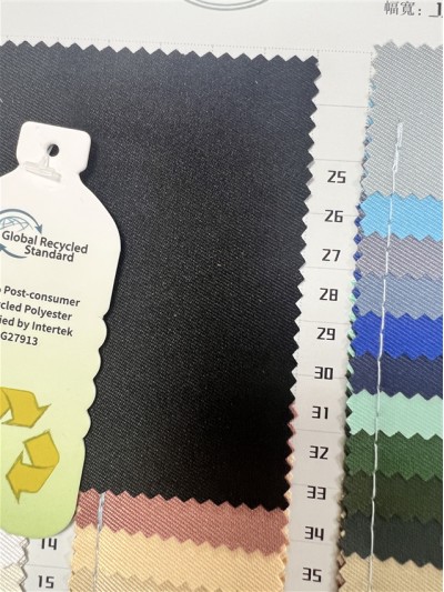 GZ-TY  再生華達呢復合  GRS    RPET面料  100%P  幅寬：147CM   工藝：100%Recycled 正面照